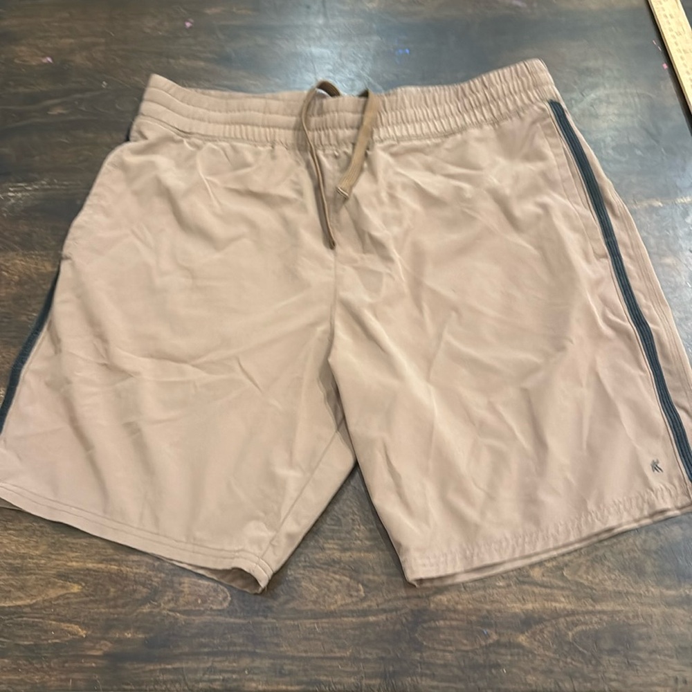 Kyodan Men's Tan Athletic Shorts with Side Stripes